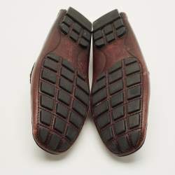 Pre Owned حذاء لوفرز لوي فيتون مونتي كارلو جلد لون برغندي داكن مقاس 42.5