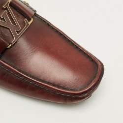 Pre Owned حذاء لوفرز لوي فيتون مونتي كارلو جلد لون برغندي داكن مقاس 42.5