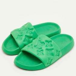 Pre Owned Louis Vuitton Waterfront Size 41 Green Monogram Rubber Pool Slide Sandals