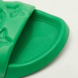 Pre Owned Louis Vuitton Waterfront Size 41 Green Monogram Rubber Pool Slide Sandals