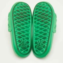 Pre Owned Louis Vuitton Waterfront Size 41 Green Monogram Rubber Pool Slide Sandals