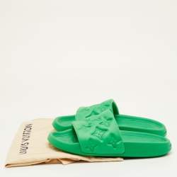 Pre Owned Louis Vuitton Waterfront Size 41 Green Monogram Rubber Pool Slide Sandals