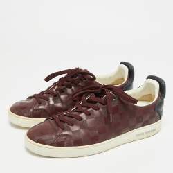 Pre Owned Louis Vuitton Frontrow Size 40.5 Burgundy/Black Leather Lace Up Sneakers