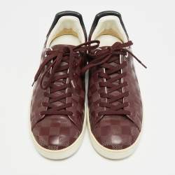 Pre Owned Louis Vuitton Frontrow Size 40.5 Burgundy/Black Leather Lace Up Sneakers