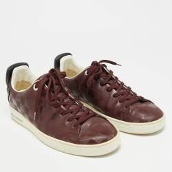 Pre Owned Louis Vuitton Frontrow Size 40.5 Burgundy/Black Leather Lace Up Sneakers
