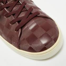 Pre Owned Louis Vuitton Frontrow Size 40.5 Burgundy/Black Leather Lace Up Sneakers