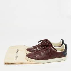 Pre Owned Louis Vuitton Frontrow Size 40.5 Burgundy/Black Leather Lace Up Sneakers