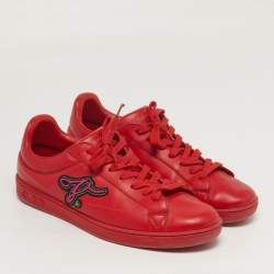 مملوكة مسبقًا Louis Vuitton Luxembourg Size 41.5 Red Leather Low Top Sneakers