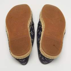Pre Owned Louis Vuitton Size 43 Navy Blue Leather Lace Up Espadrille