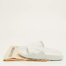 مملوكة مسبقًا Louis Vuitton Waterfront Size 41 White Monogram Rubber Pool Slide Sandals