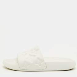 Pre Owned Louis Vuitton Waterfront Size 41 White Monogram Rubber Pool Slide Sandals