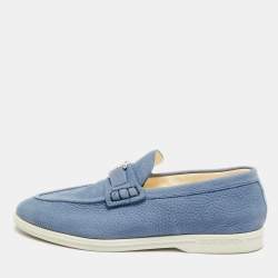 مملوكة مسبقًا حذاء لوفرز لوي فيتون إيستيت جلد نوبيك أزرق مقاس 43