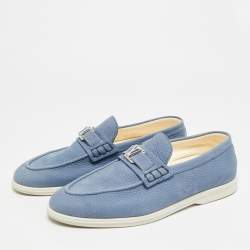 مملوكة مسبقًا حذاء لوفرز لوي فيتون إيستيت جلد نوبيك أزرق مقاس 43