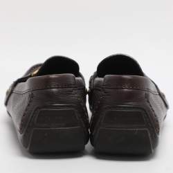 Pre Owned حذاء لوفرز لوي فيتون فلور لوجو جلد بني مقاس 42