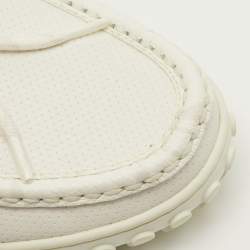 Pre Owned حذاء لوفرز لوك فيتون "السائق" جلد أبيض سليب أون مقاس 41