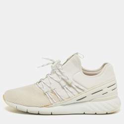 مملوكة مسبقًا حذاء رياضي لويس فيتون فاستلين مقاس 43.5 شبكة ونيوبرين أبيض بحافة منخفضة