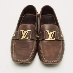 Pre Owned Louis Vuitton Monte Carlo Size 42.5 Brown Leather Loafers