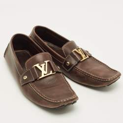 Pre Owned Louis Vuitton Monte Carlo Size 42.5 Brown Leather Loafers