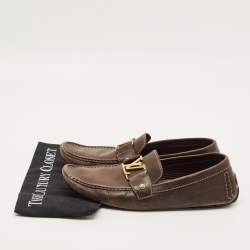Pre Owned Louis Vuitton Monte Carlo Size 42.5 Brown Leather Loafers