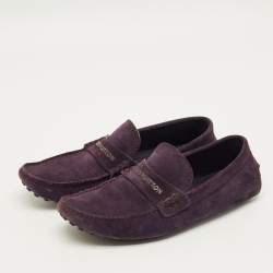 Pre Owned Louis Vuitton Monte Carlo Size 40 Purple Suede Loafers