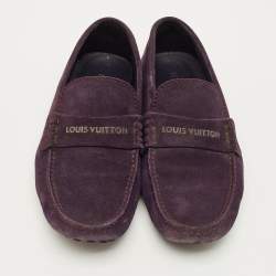 Pre Owned Louis Vuitton Monte Carlo Size 40 Purple Suede Loafers