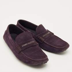 Pre Owned Louis Vuitton Monte Carlo Size 40 Purple Suede Loafers