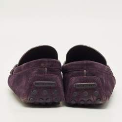 Pre Owned Louis Vuitton Monte Carlo Size 40 Purple Suede Loafers