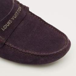 Pre Owned Louis Vuitton Monte Carlo Size 40 Purple Suede Loafers