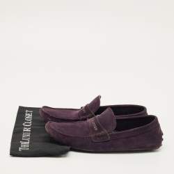 Pre Owned Louis Vuitton Monte Carlo Size 40 Purple Suede Loafers