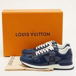 مملوكة مسبقًا Louis Vuitton Run Away Size 41 Navy Blue Leather and Damier Suede Sneakers