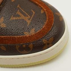 Pre Owned Louis Vuitton LV Trainer Size 41.5 Brown Monogram Canvas and Suede Low Top Sneakers
