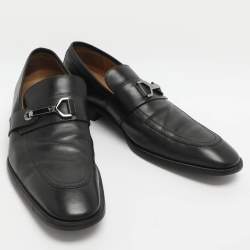 Pre Owned حذاء لوفرز لوي فيتون جلد أسود مقاس 45