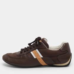 Pre Owned Louis Vuitton Size 40 Brown Canvas and Leather Low Top Sneakers