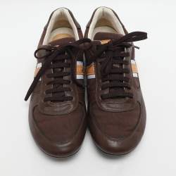 Pre Owned Louis Vuitton Size 40 Brown Canvas and Leather Low Top Sneakers