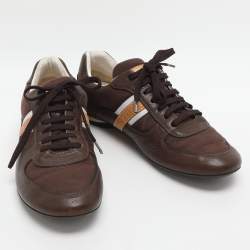 Pre Owned Louis Vuitton Size 40 Brown Canvas and Leather Low Top Sneakers