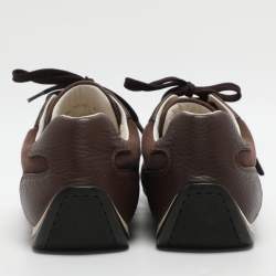 Pre Owned Louis Vuitton Size 40 Brown Canvas and Leather Low Top Sneakers