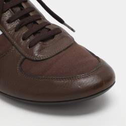 Pre Owned Louis Vuitton Size 40 Brown Canvas and Leather Low Top Sneakers