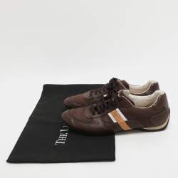 Pre Owned Louis Vuitton Size 40 Brown Canvas and Leather Low Top Sneakers