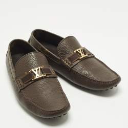 Pre Owned Louis Vuitton Hockenheim Size 40 Brown Leather Driver Loafers