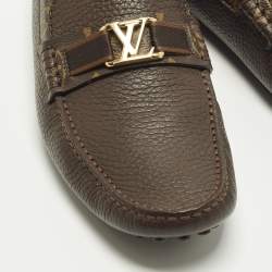 Pre Owned Louis Vuitton Hockenheim Size 40 Brown Leather Driver Loafers