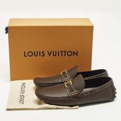 Pre Owned Louis Vuitton Hockenheim Size 40 Brown Leather Driver Loafers
