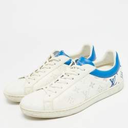 Pre Owned Louis Vuitton Luxembourg Size 41 White/Blue Gradient Monogram Leather Low Top Sneakers