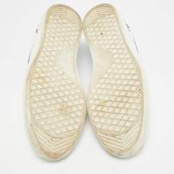 Pre Owned Louis Vuitton Luxembourg Size 41 White/Blue Gradient Monogram Leather Low Top Sneakers