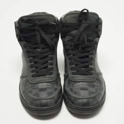 Pre Owned حذاء رياضي لويس فيتون ريفولي قماش و جلد دامير رمادي/أسود بعنق مرتفع مقاس 42