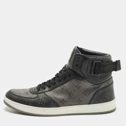 Pre Owned حذاء رياضي لوي فيتون هاي توب جلد وقماش مونوغرام رمادي/أسود مقاس 42.5