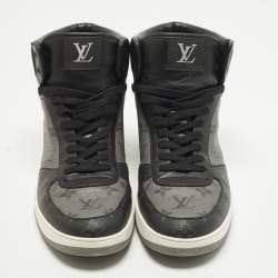 Pre Owned حذاء رياضي لوي فيتون هاي توب جلد وقماش مونوغرام رمادي/أسود مقاس 42.5