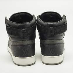 Pre Owned حذاء رياضي لوي فيتون هاي توب جلد وقماش مونوغرام رمادي/أسود مقاس 42.5