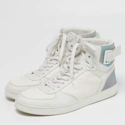 Pre Owned حذاء رياضي لوي فيتون ريفولي جلد وقماش متلألئ أبيض عنق مرتفع مقاس 42.5