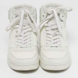 Pre Owned حذاء رياضي لوي فيتون ريفولي جلد وقماش متلألئ أبيض عنق مرتفع مقاس 42.5