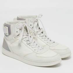 Pre Owned حذاء رياضي لوي فيتون ريفولي جلد وقماش متلألئ أبيض عنق مرتفع مقاس 42.5